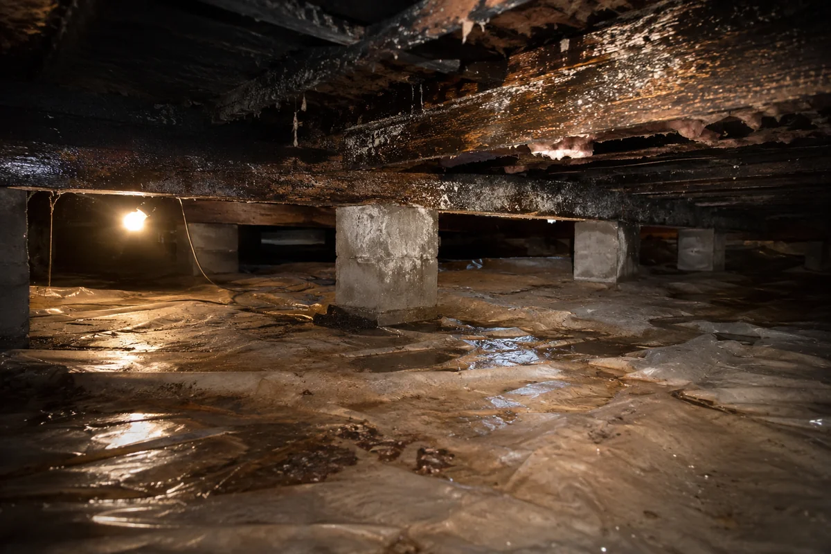 Moisture collecting in a home crawlspace