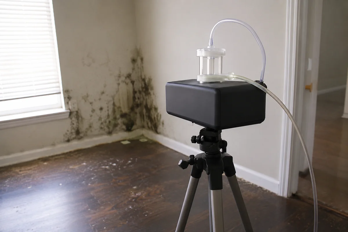 An air sampling pump during an indoor air check